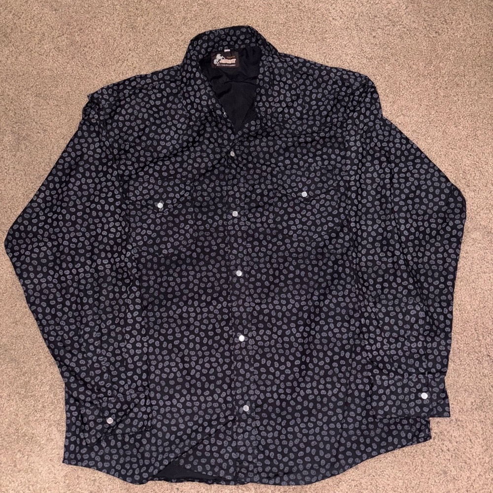 Men's Black cowboy Shirt long sleeve. Size 46